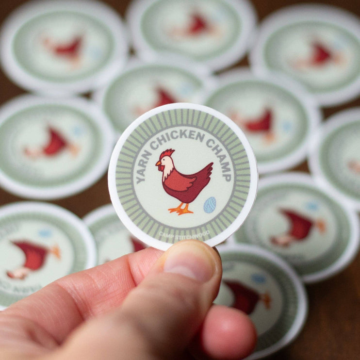 Yarn Chicken Badge Sticker