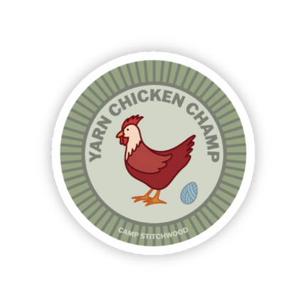 Yarn Chicken Badge Sticker