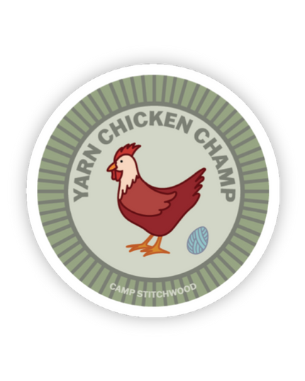 Yarn Chicken Badge Sticker
