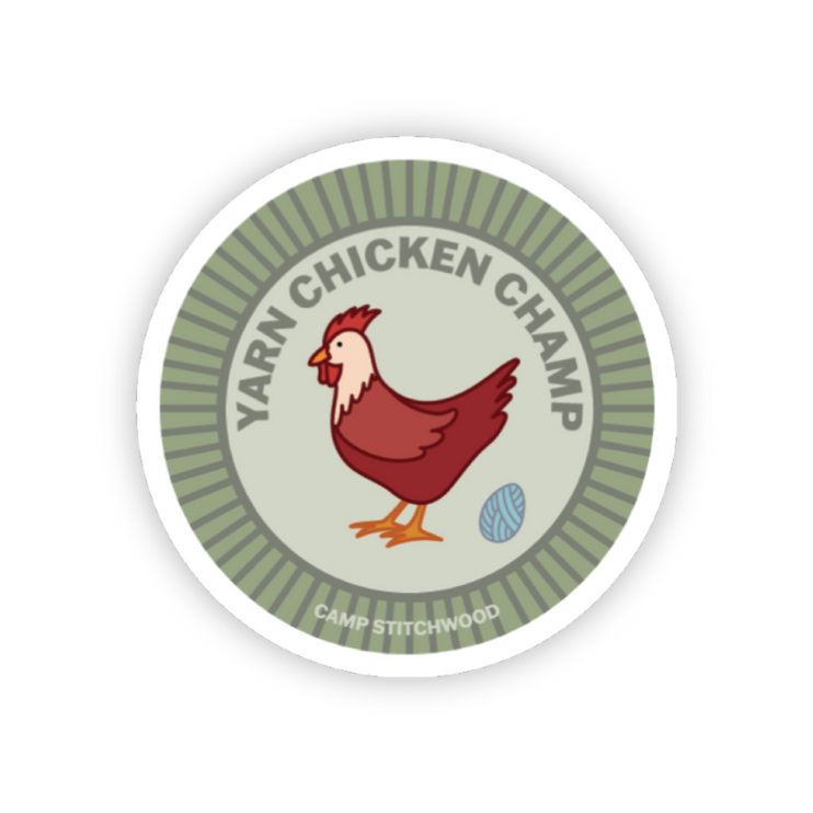 Yarn Chicken Badge Sticker
