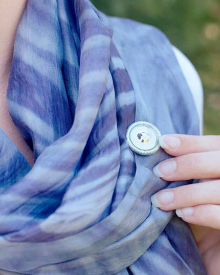 Blue Mandala Image Magnet Button Pin Set