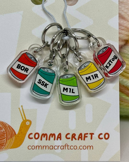 Knitting Stitch Markers - Soda Beer Helpful BOR Trendy Fun