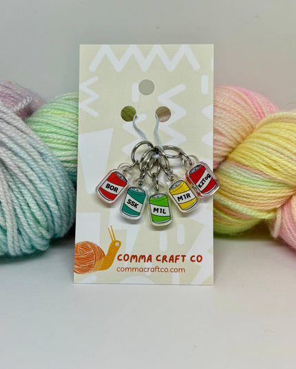 Knitting Stitch Markers - Soda Beer Helpful BOR Trendy Fun