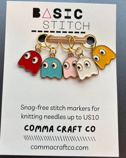 Knitting and Crochet Stitch Markers - 80s Game Ghost Retro