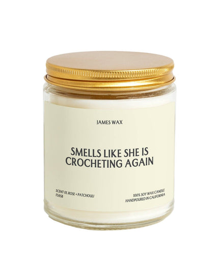 She is Crocheting Again Candle