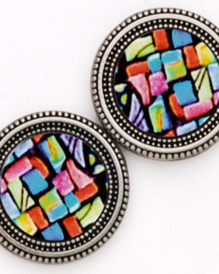 Stained Glass Image Magnet Button Pin Set