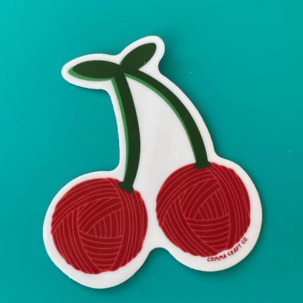 Vinyl Sticker Yarn Cherries Knitting Crochet Spinning Fruit
