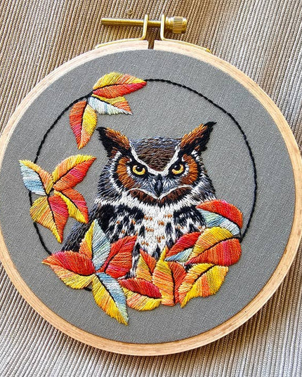 Great Horned Owl Embroidery Kit