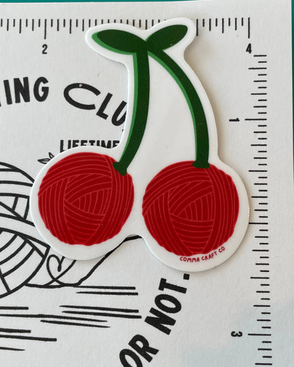 Vinyl Sticker Yarn Cherries Knitting Crochet Spinning Fruit
