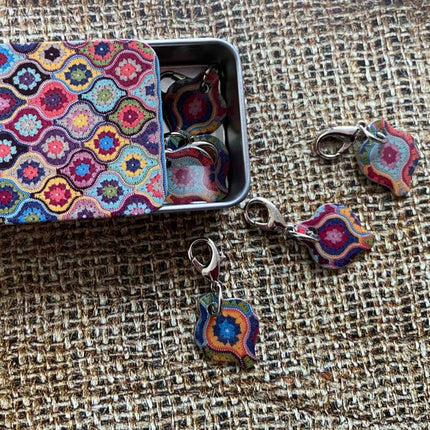 EB Crochet Stitch Markers in a Tin