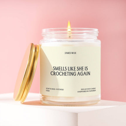 She is Crocheting Again Candle