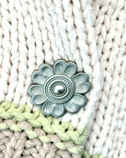 FLOWER Silver New Magnet Button